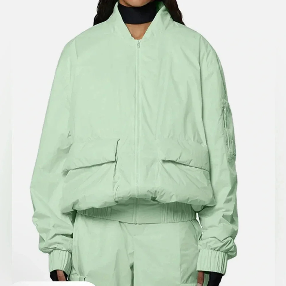 NWT Rains Fuse Bomber Jacket Unisex Mineral Size XS Oversized - Picture 2 of 13